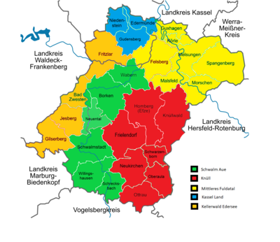 Karte der LEADER Regionen im Schwalm-Eder-Kreis